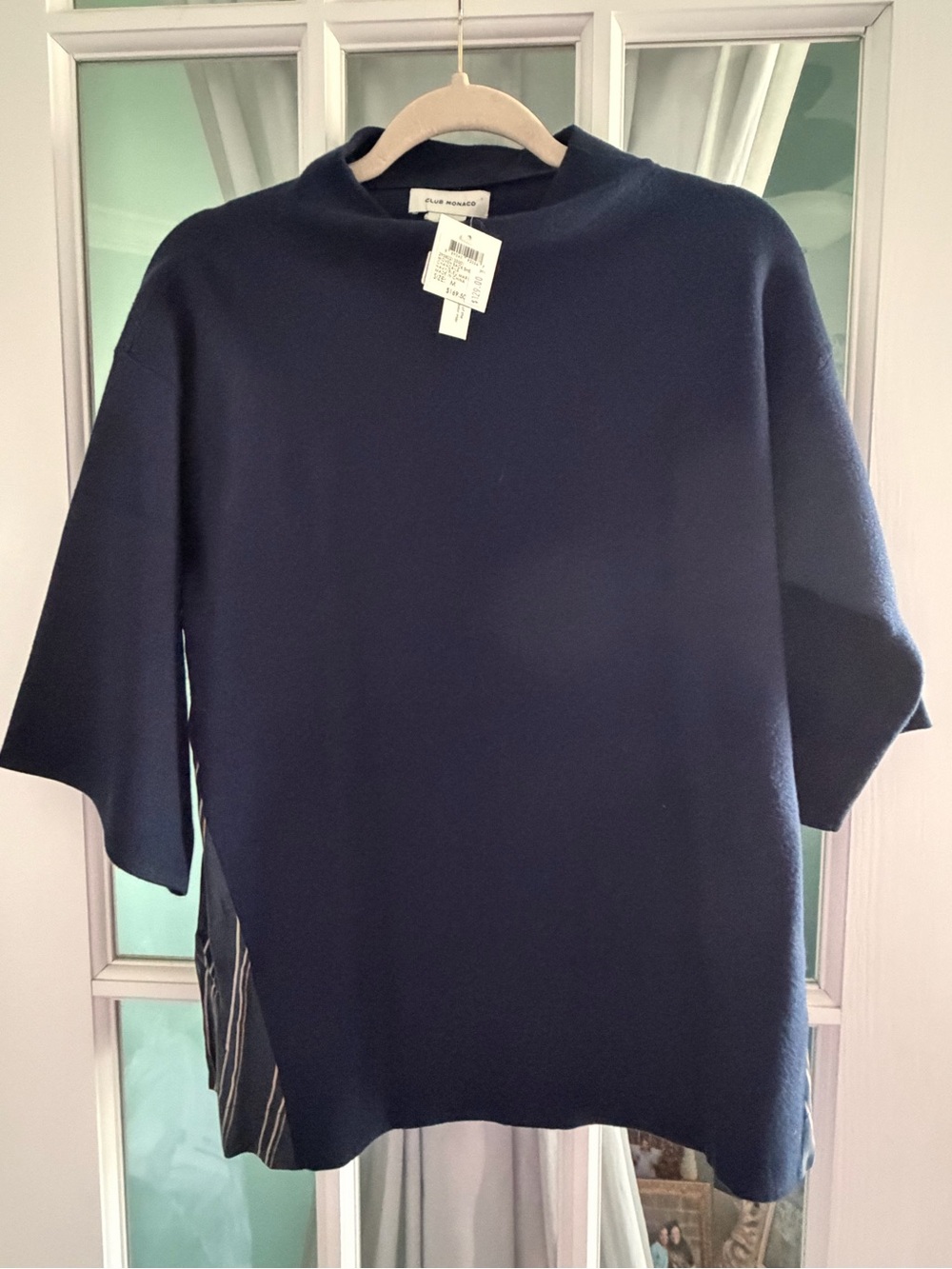 Club Monaco Navy Short-Sleeve Turtleneck Sweater